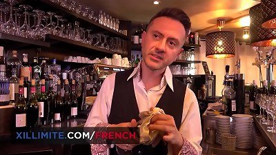 handsome chinese Fench black-haired assfuck pulverized in the bar's kitchen