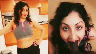 large bum step sista in yoga trousers gets fat cumshot after the gym