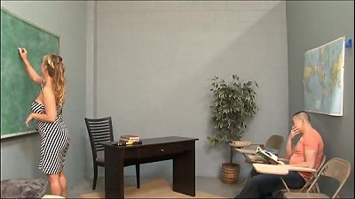 Harsh oral sex with ball and cock abuse in the lecture room