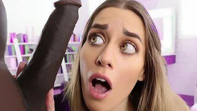 He gets the visit of a stunner he doesn't know that wants to suck his thick boner - interracial pornography