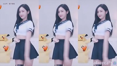 Korean student uniforms on display in public during a steamy dance