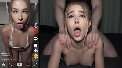 A tight-skinned teen got rough doggy style sex after meeting on TikTok