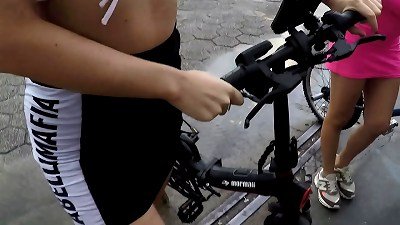 two bombshells cycling without panties in the rain - Barbara Alves- Pernocas