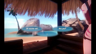 MonsterGirl Island [Monthly manga porn game] Ep.13 discovering a shape shifter steaming smile woman with growing boobs on the beach