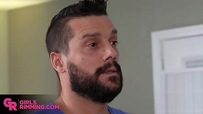 GIRLSRIMMING - scorching rimjob activity with chesty ash-blonde Blake ass inside-out and Ramon Nomar