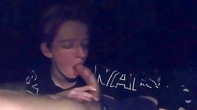 red-haired sweetheart sucks Daddy's man-meat and drains Him to COMPLETION