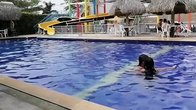 We gave each other a juicy nail the dwarf and I in the pool we started masturbating and plowed until he ran