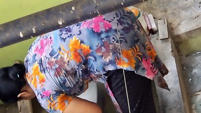 My nepali aunty washing clothes