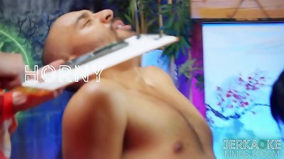 JERKAOKE Vanessa Vega trains her ninja college girls in the way of jizz-shotgun