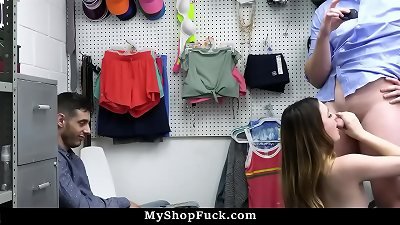 boyfriend watches as His gf Getting plumbed by Mall Cop for Sholifting - Kinsley Kane