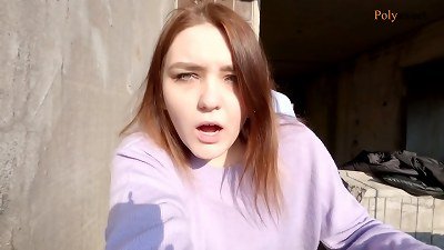 Painted graffiti and penetrated next to a motorcyclist (Russian, cum on tits)