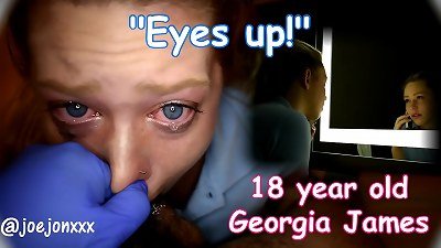 eighteen yr senior Georgia James struggles, gags, and cries on sloppy older man fuck-stick