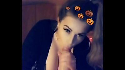 Amelia Skye gives sloppy blowjob and swallows cum