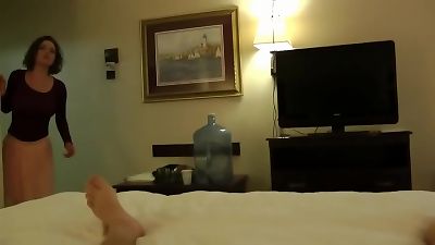 Step-mom couldn't resist inhaling my sausage while my dad was asleep