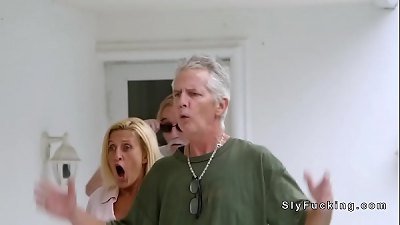 Sneaking teen bangs her big cock stepbro