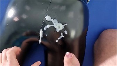 yam-sized cum-shot on my leather arse