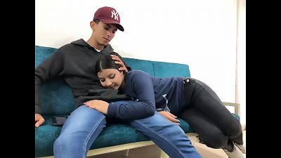 Transgender friend's 18-year-old blonde friend enjoys oral sex on camera