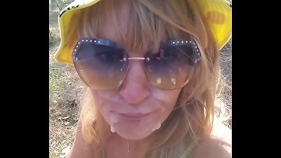 insane Selfie - quick tear up in the forest. Blowjob, butt Licking, Doggystyle, cum on face. Outdoor hookup