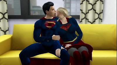 3D porn with Superman and Supergirl from the DC Comics universe.