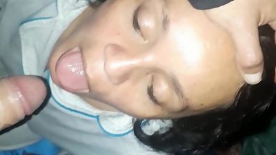 A mature woman receives oral sex and swallows semen