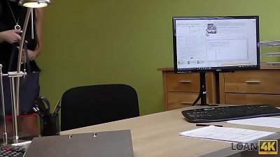 LOAN4K. lovely Russian doll rides man meat of loan agent in his office