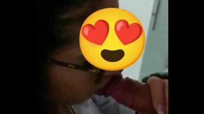 kinky female giving me a oral job in the lab