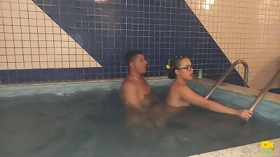 she enjoys to bang inside the pool