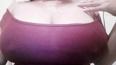 My big-titted fuckslut shows me how she drains for me, a whole whore in heat.