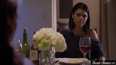 A tattooed mature woman mounts her stepson's large penis