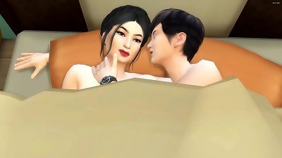 Step sonny enters his super-steamy asian step mother apartment late at night to share the sofa with her because he was afraid to be alone, she accepted but in the end everything turned into romp