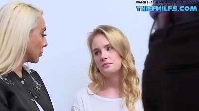 mom and daughter Caught Stealing, penalized In Back Office - Kylie Kingston, Natalie Knight, Ryan Mclane - Shoplyfter Mylf