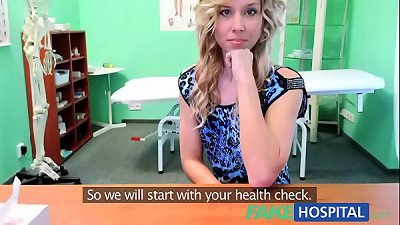 Fake Hospital Doctor offers blonde a discount on new tits in exchange for a good