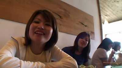 two girl korean backpacker meets some aged dudes and have fun in a hostel