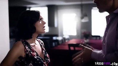 Krissy Lynn discovers her husband having sex with his teenage mistress Chloe Temple and joins in, taking turns with his large penis