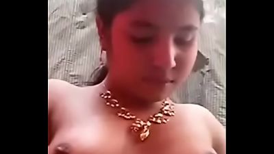 beautiful village lady nude figure demonstrate in the shower