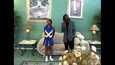 dark-hued cheerleader rammed firm so steaming