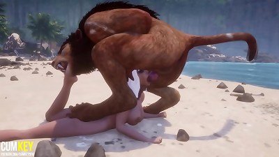 busty hoe Breeds with fur covered on the beach | thick pecker Monster | 3d porn naughty Life