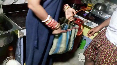 Aunty got some kitchen pleasure from her neighbor devarji.