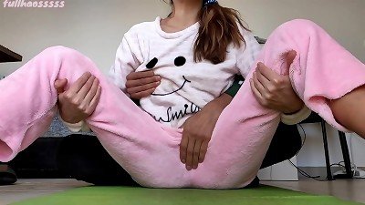 Stepsister teased about small breasts and wet vagina in pajamas - Part 2