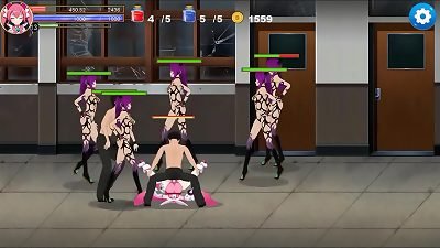 Pretty pink haired girl having lovemaking with men in university in f.heart hentai action game