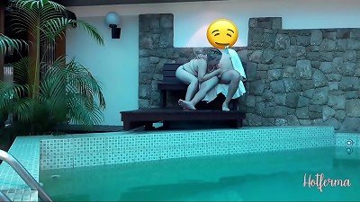 manager invites maid to the pool but couldn't resist the scorching