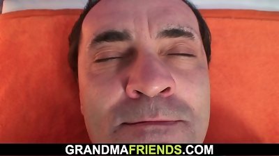 highly aged big-titted granma swallows 2 dicks