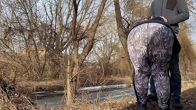 Mother-in-law in stretch pants delicately holds my bone during pissing and fellates just supreme on the street