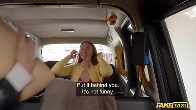 A pretend taxi driver encounters a blonde woman with a dildo, and offers to provide free sexual services