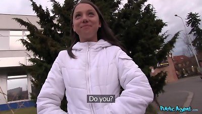 A young college girl with a slender figure encounters her first large penis in a hotel room