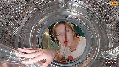 Step sister Got Stuck Again into Washing Machine Had to Call Rescuers