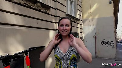 GERMAN SCOUT - congenital college teen 18 BELLA PICKUP AND fuck AT STREET casting