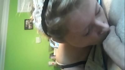 light-haired nubile maid suck off