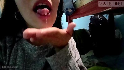 beautiful young girl giving a ideal deep throat until she swallows all the pearl juice