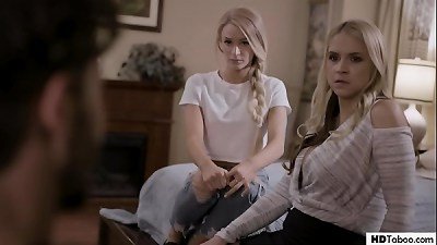 Stepmom and Daughter tricked into FFM - Sarah Vandella, Emma Hix - Pure Taboo
